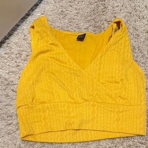 SHEIN Yellow Textured V-Neck Crop Top